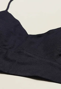 Solid Color Cotton Blouse in Navy Blue