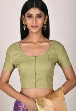 Solid Color Cotton Blouse in Dusty Green