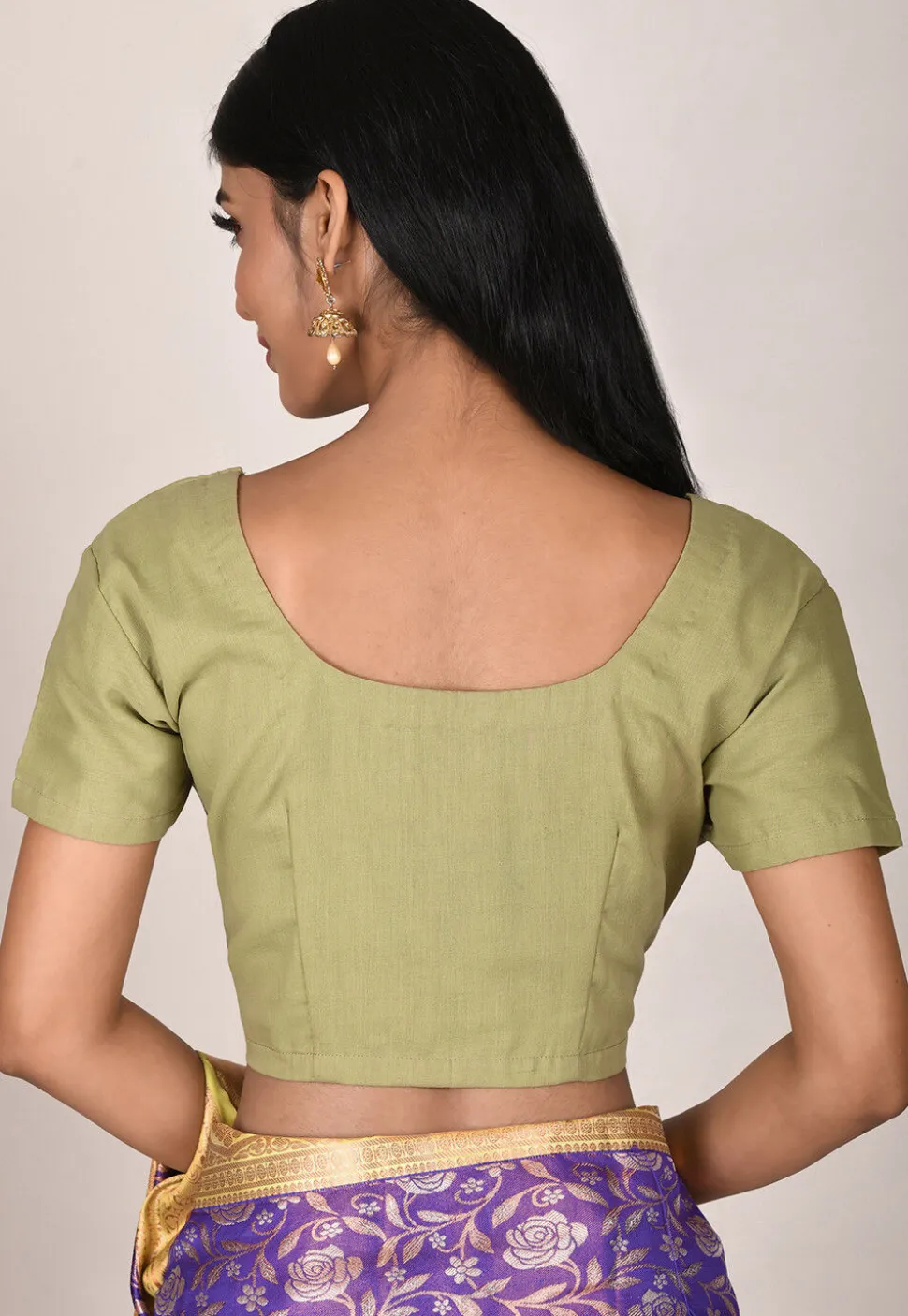 Solid Color Cotton Blouse in Dusty Green