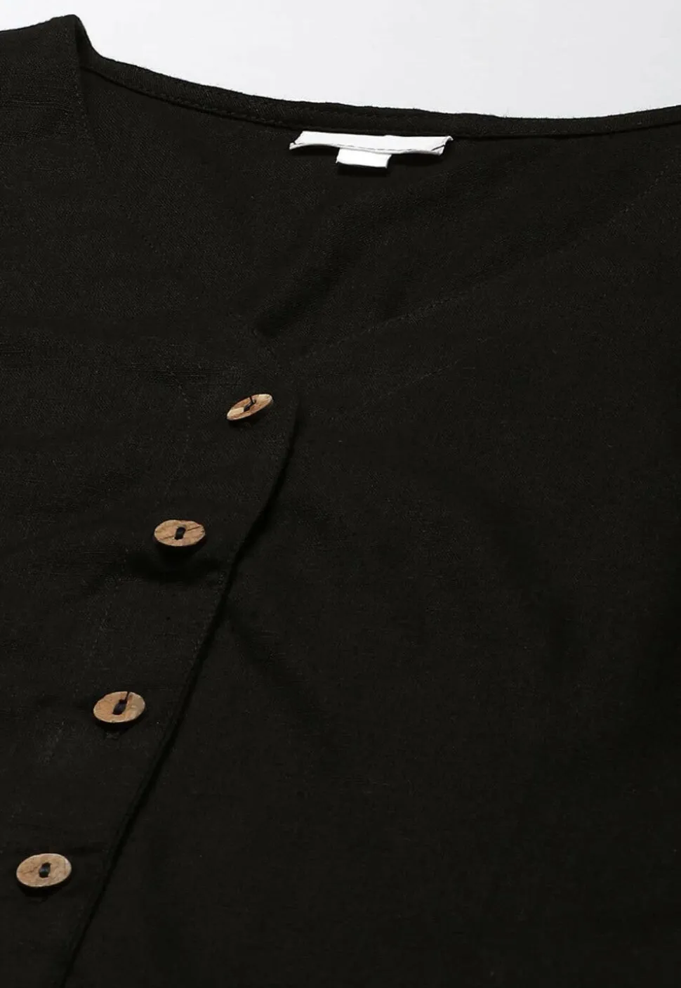 Solid Color Cotton Blouse in Black
