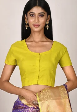 Solid Color Cotton Blouse in Light Olive Green