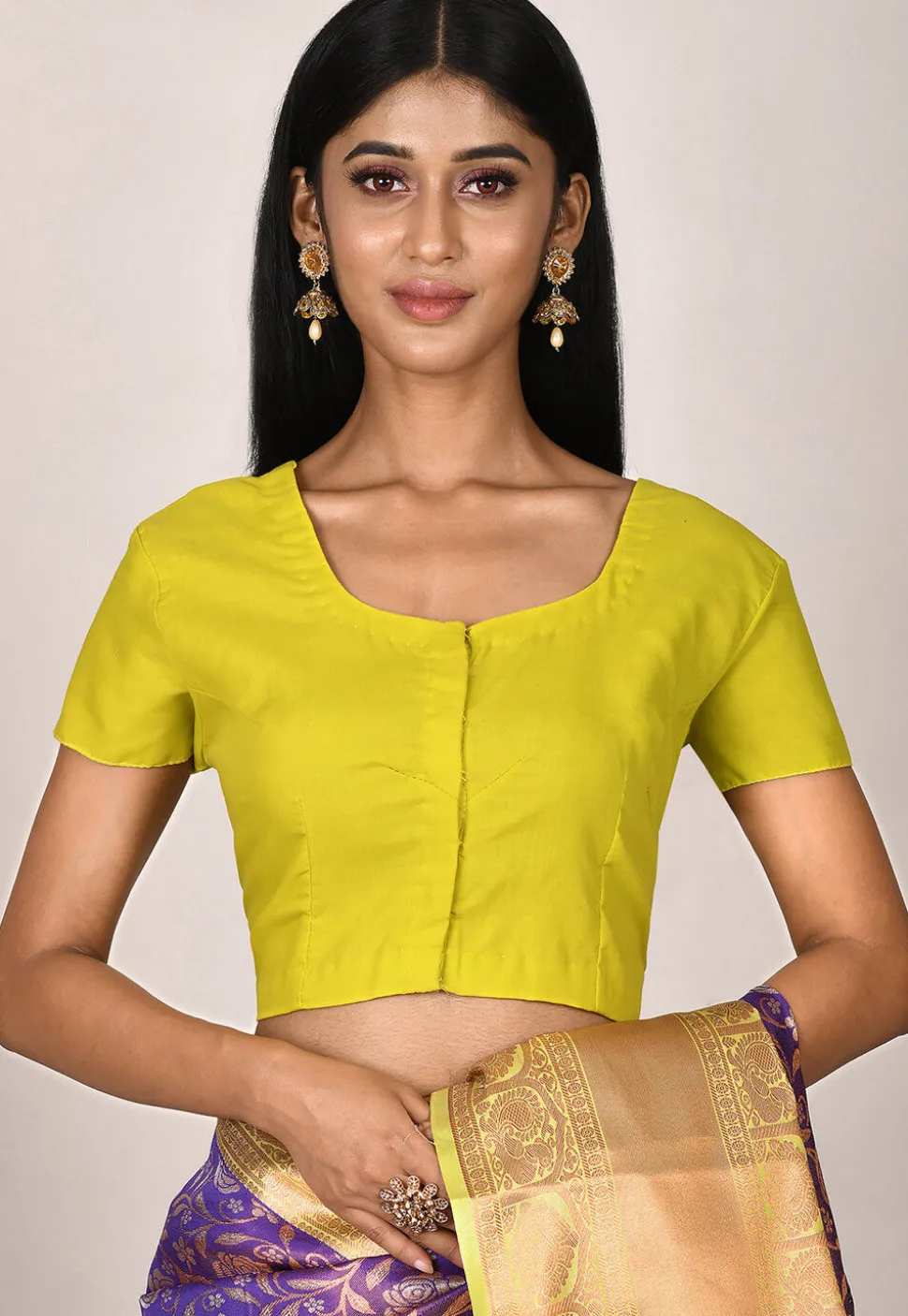Solid Color Cotton Blouse in Light Olive Green