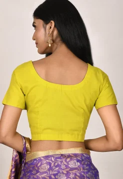 Solid Color Cotton Blouse in Light Olive Green