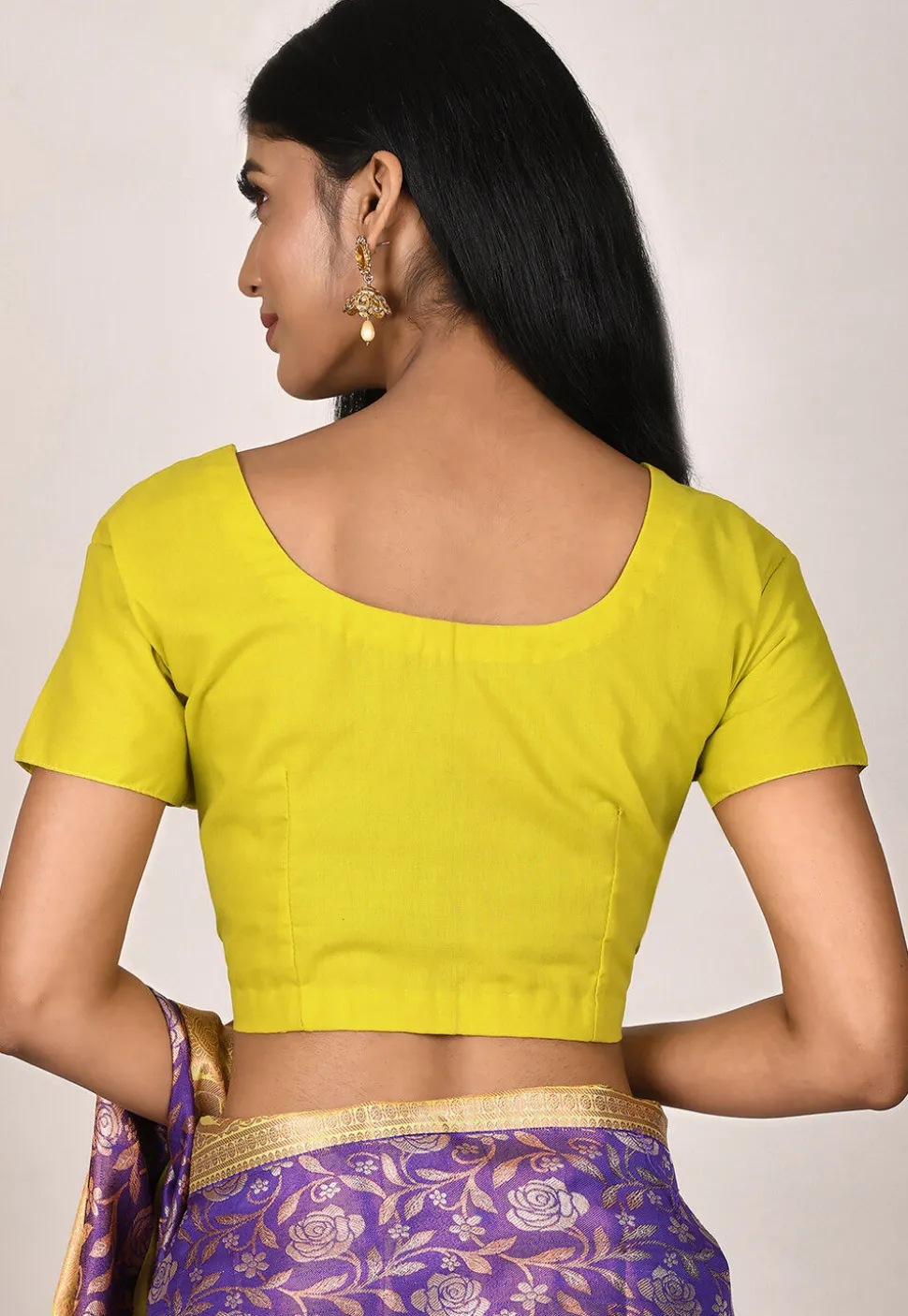 Solid Color Cotton Blouse in Light Olive Green