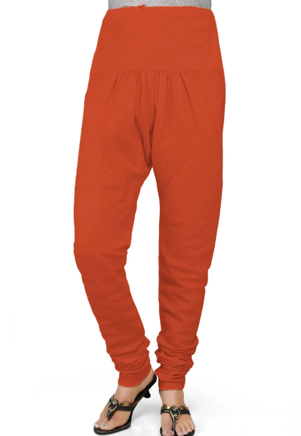 Solid Color Cotton Churidar in Orange