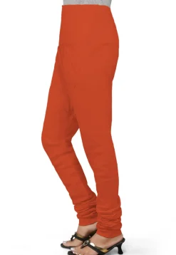 Solid Color Cotton Churidar in Orange