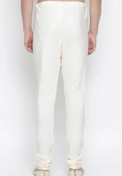 Solid Color Cotton Churidar in Off White