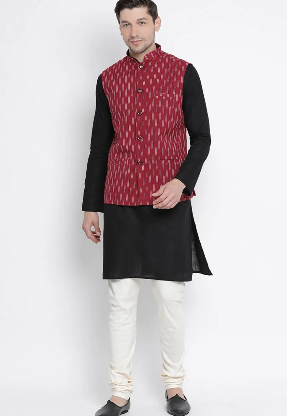 Solid Color Cotton Churidar in Off White