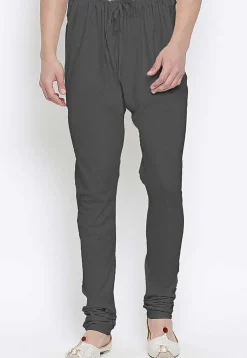 Solid Color Cotton Churidar in Grey