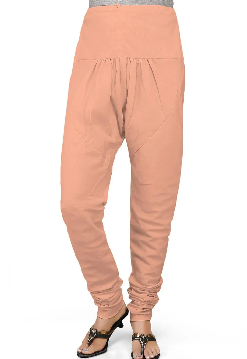 Solid Color Cotton Churidar in Peach