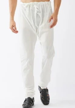 Solid Color Cotton Churidar in White