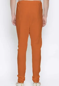 Solid Color Cotton Churidar in Orange