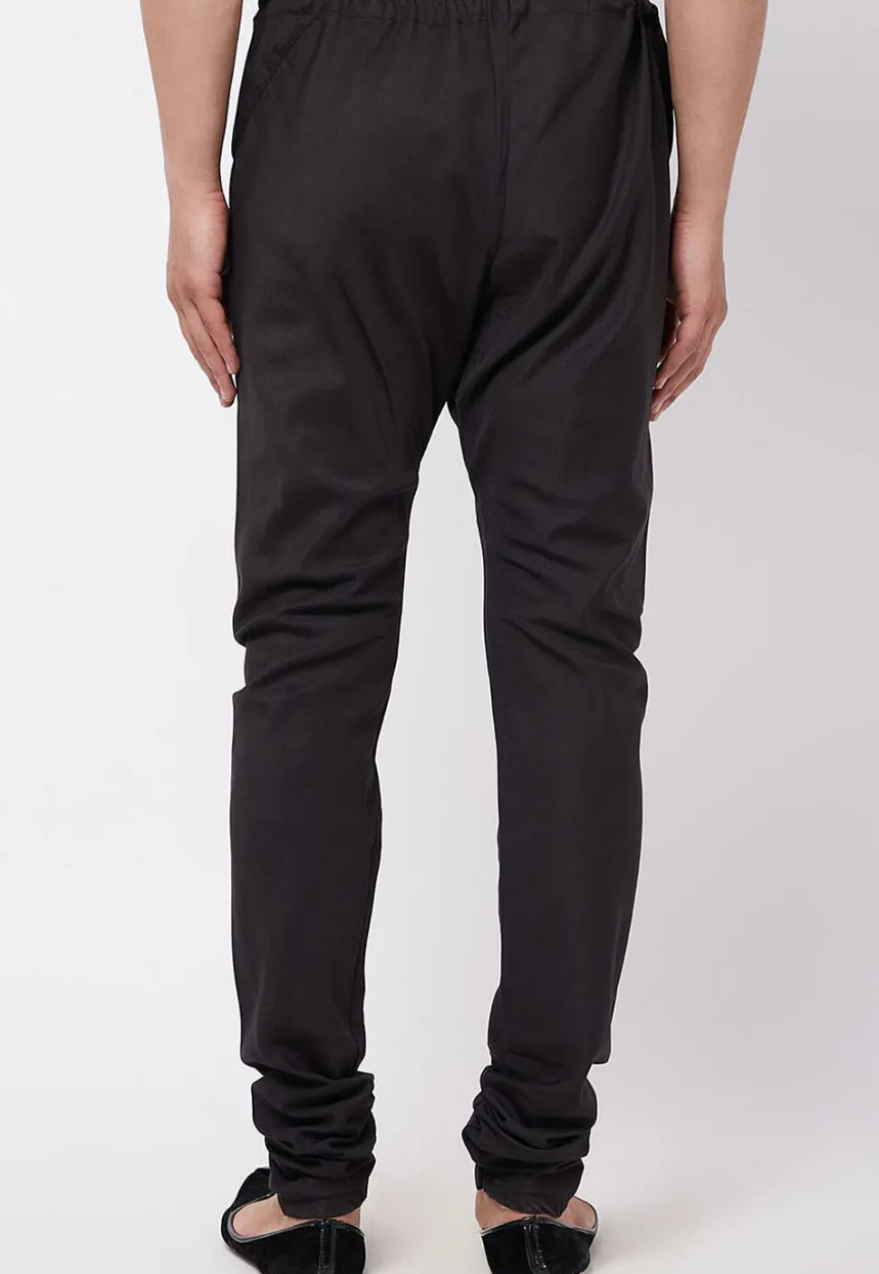Solid Color Cotton Churidar in Black
