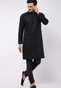 Solid Color Cotton Churidar in Black