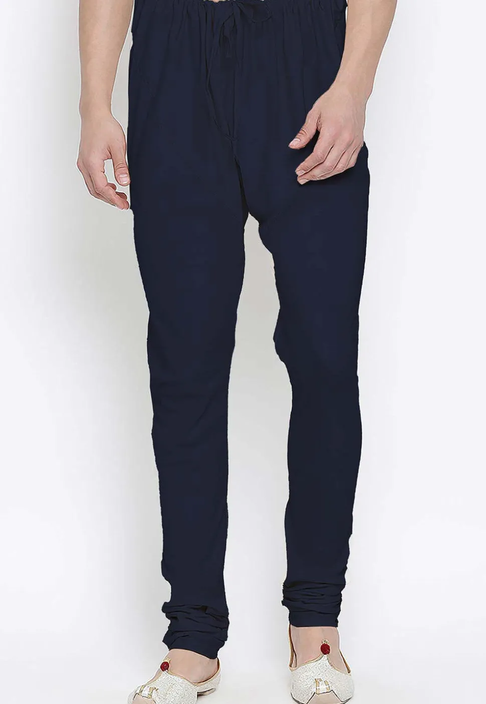Solid Color Cotton Churidar in Navy Blue