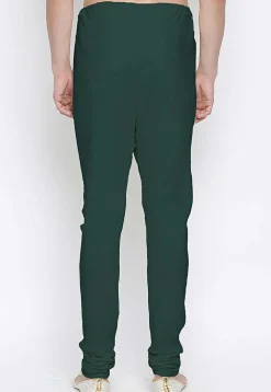 Solid Color Cotton Churidar in Dark Green