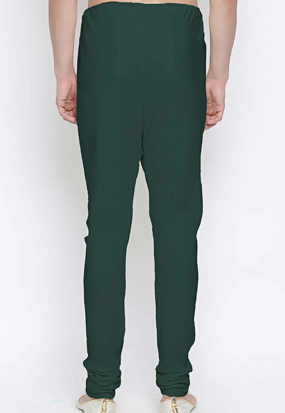 Solid Color Cotton Churidar in Dark Green