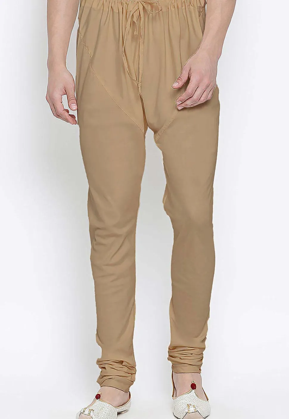 Solid Color Cotton Churidar in Light Brown