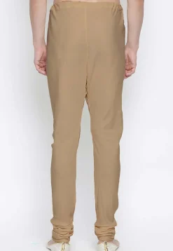 Solid Color Cotton Churidar in Light Brown