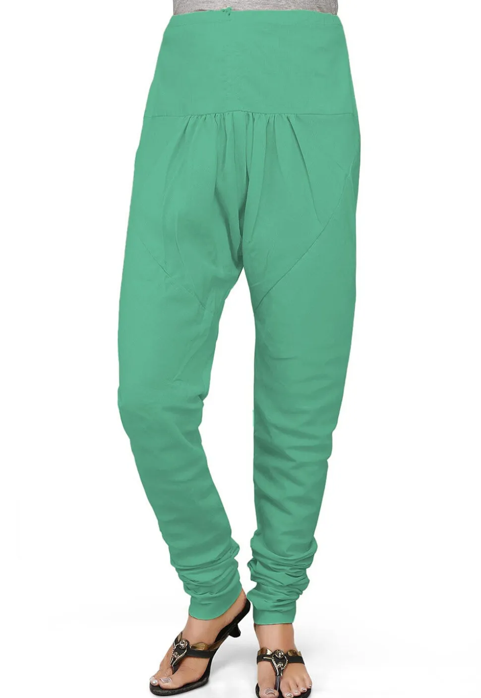 Solid Color Cotton Churidar in Sea Green
