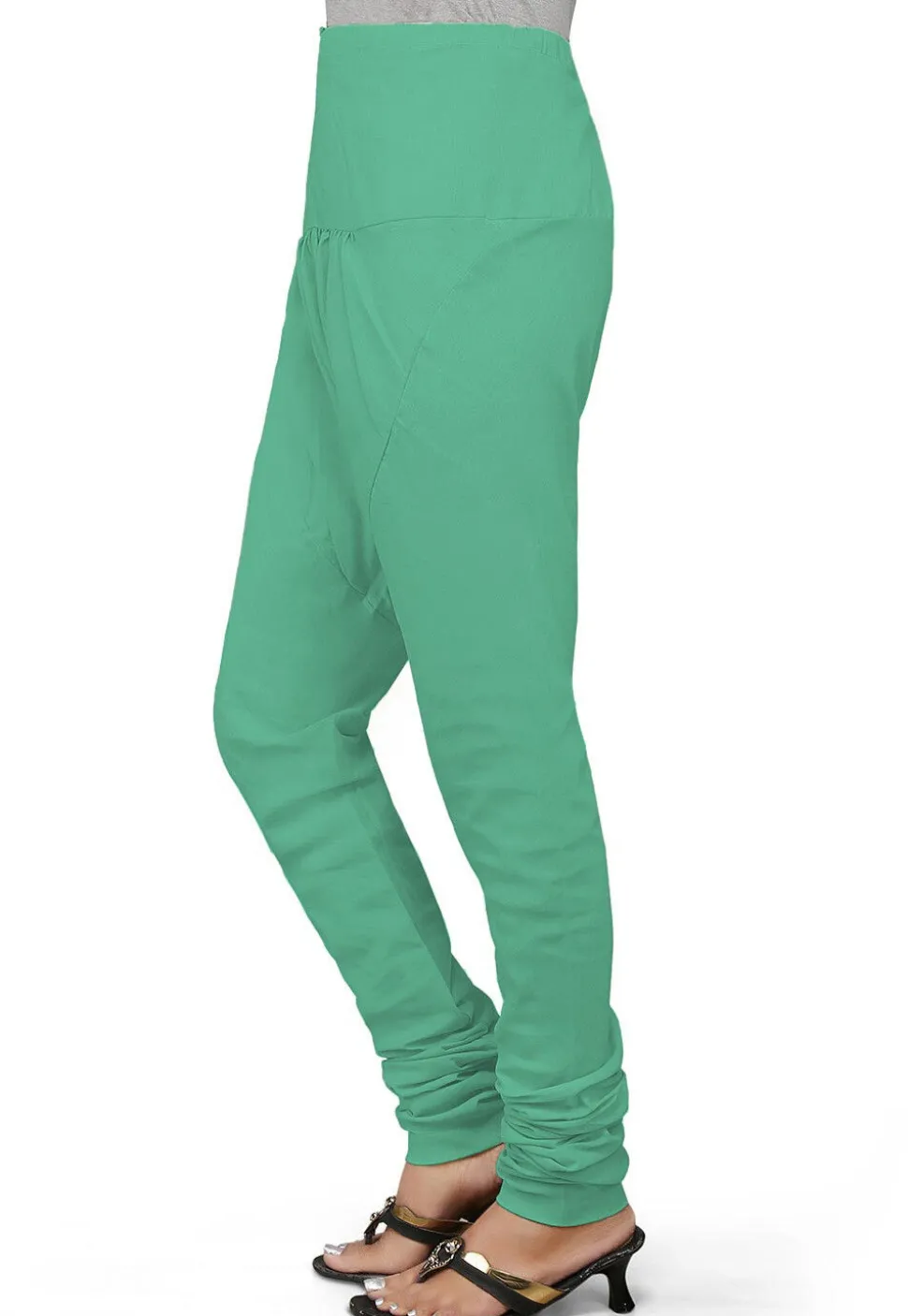 Solid Color Cotton Churidar in Sea Green