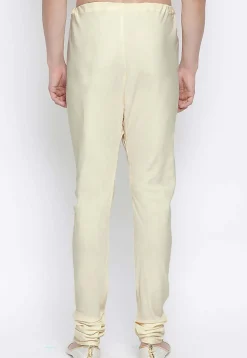 Solid Color Cotton Churidar in Off White