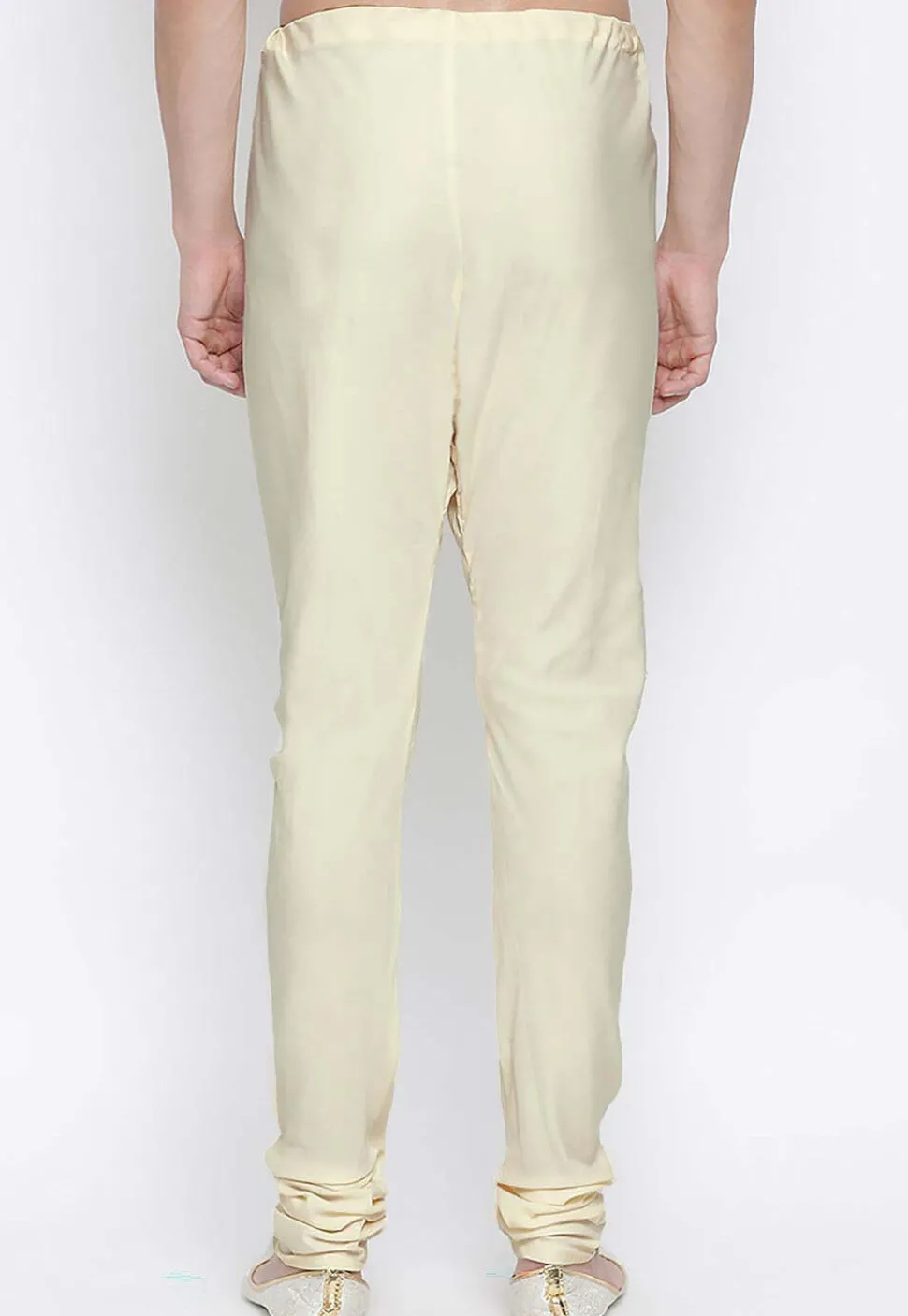 Solid Color Cotton Churidar in Off White
