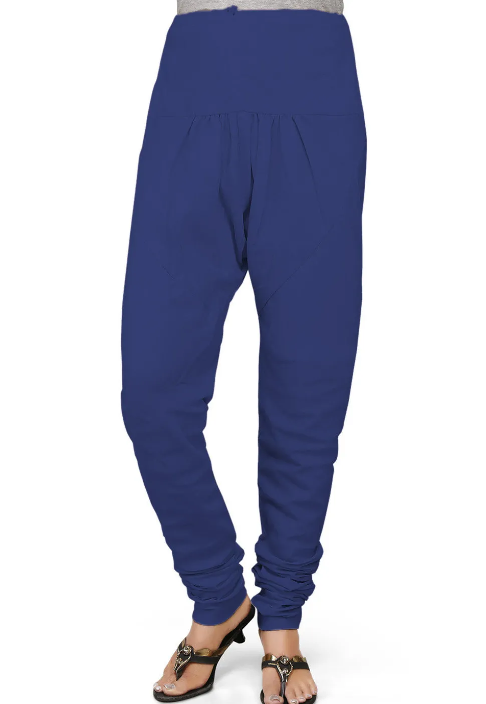 Solid Color Cotton Churidar in Blue