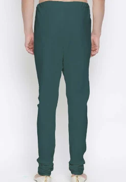 Solid Color Cotton Churidar in Teal Green