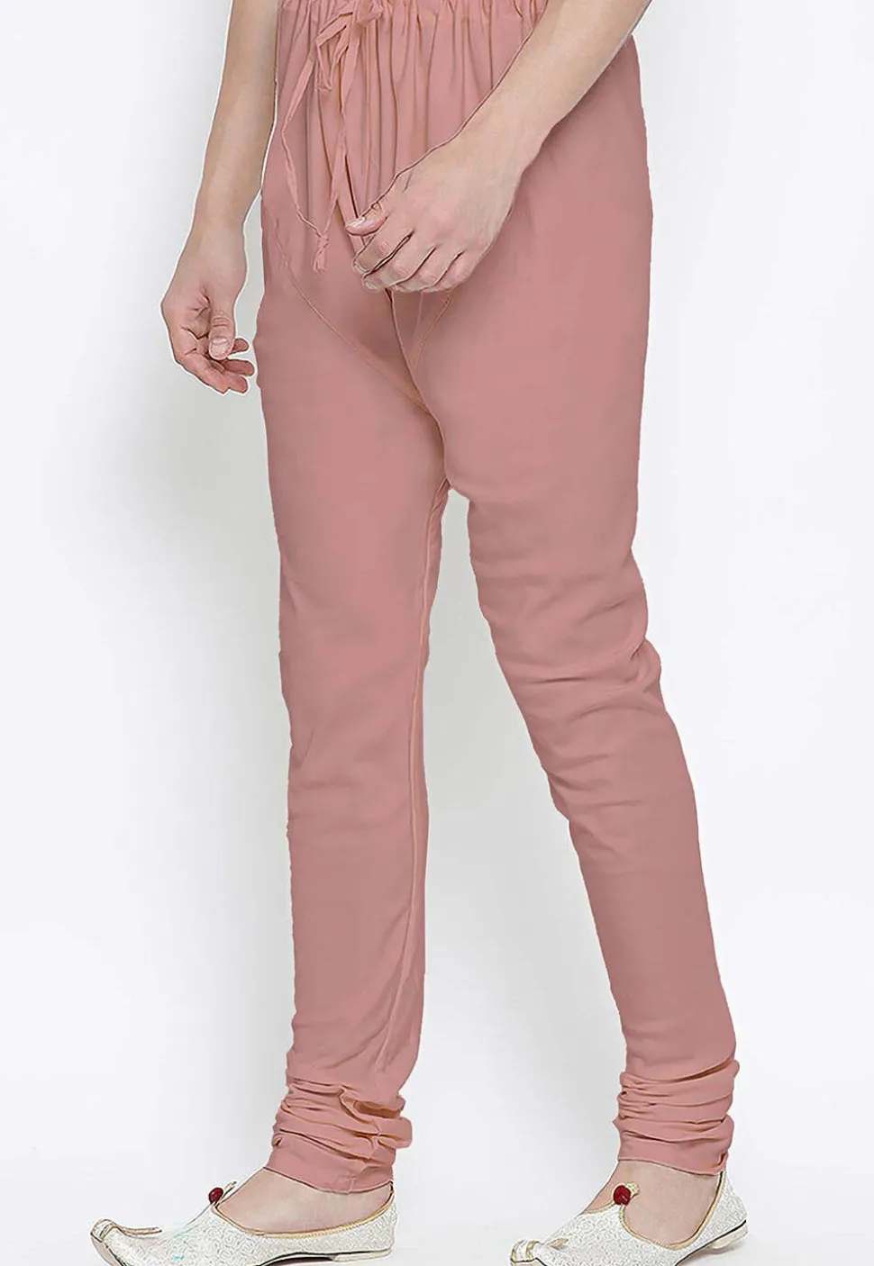 Solid Color Cotton Churidar in Old Rose
