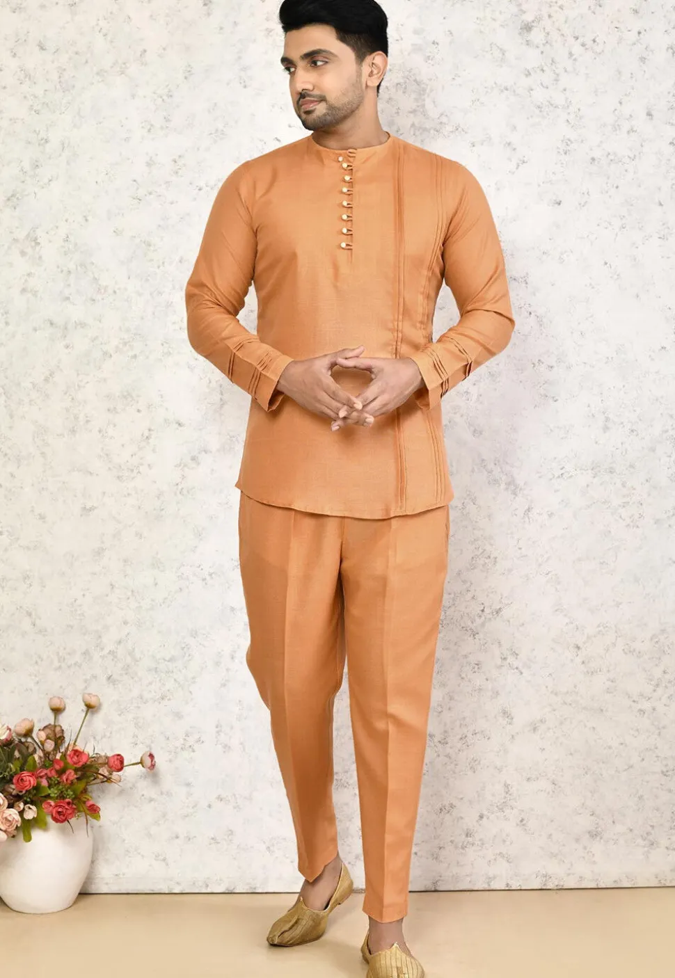 Solid Color Cotton Co Ord Set in Orange