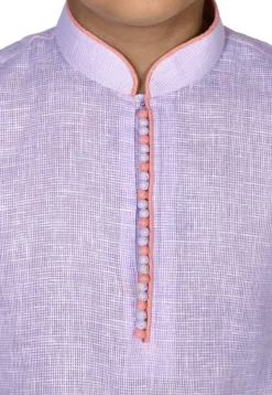 Solid Color Cotton Dhoti Kurta in Light Purple