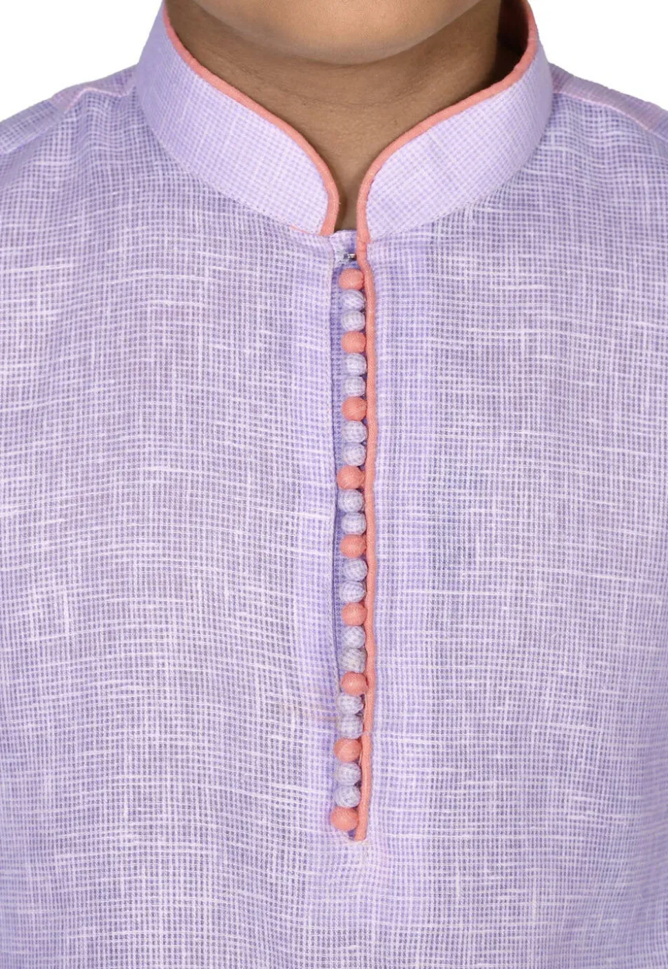 Solid Color Cotton Dhoti Kurta in Light Purple