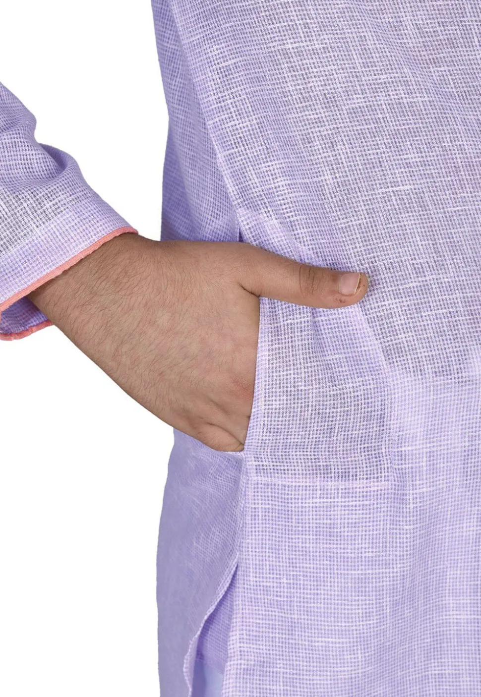 Solid Color Cotton Dhoti Kurta in Light Purple