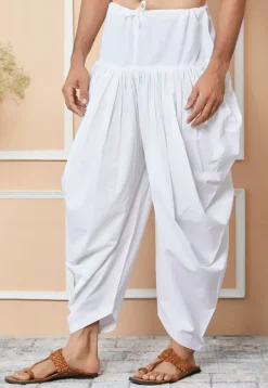 Solid Color Cotton Dhoti Pant in White
