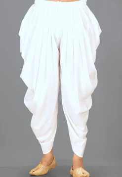 Solid Color Cotton Dhoti Pant in White