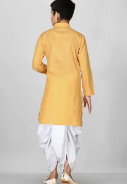 Solid Color Cotton Dhoti Kurta in Mustard