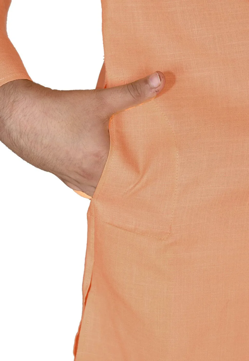 Solid Color Cotton Dhoti Kurta in Peach