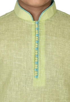 Solid Color Cotton Dhoti Kurta in Light Green