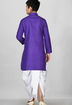 Solid Color Cotton Dhoti Kurta in Violet