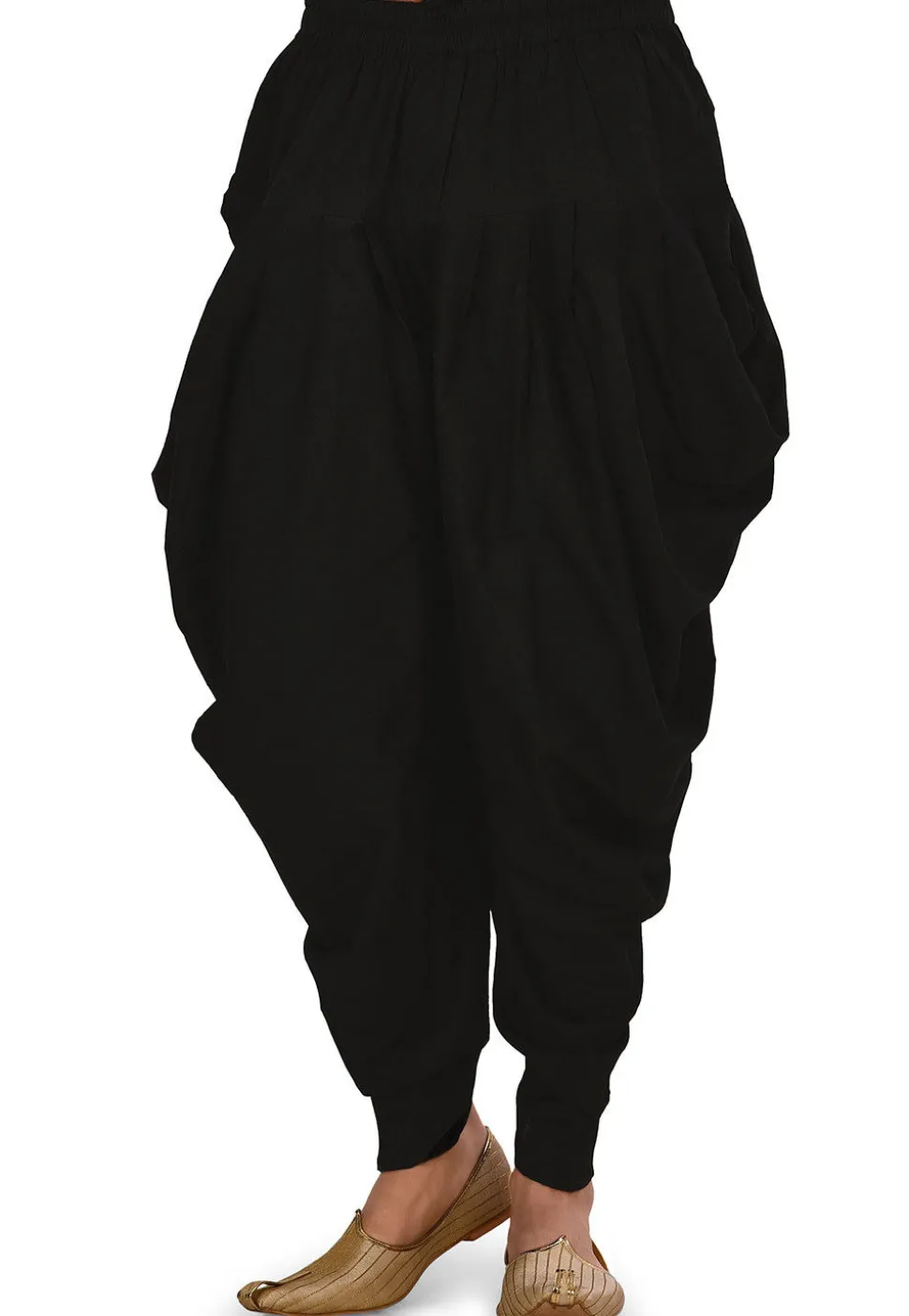 Solid Color Cotton Dhoti Pant in Black