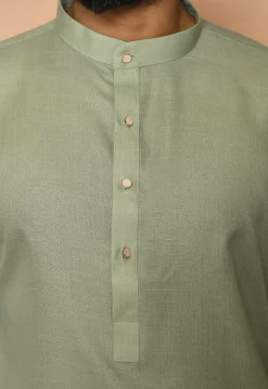 Solid Color Cotton Dhoti Kurta in Pastel Green