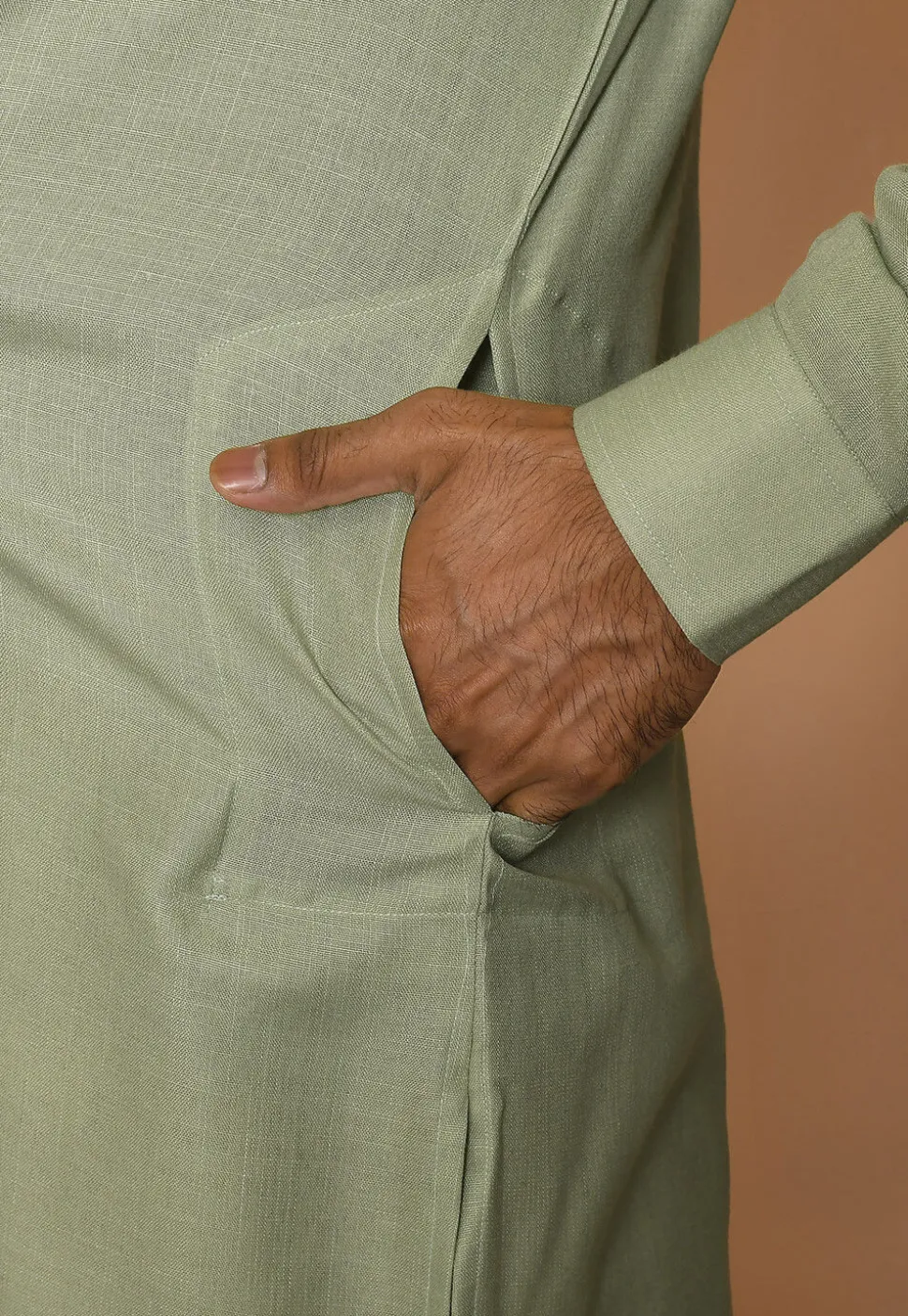 Solid Color Cotton Dhoti Kurta in Pastel Green