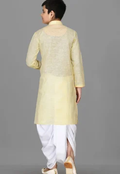 Solid Color Cotton Dhoti Kurta in Yellow