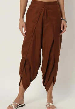 Solid Color Cotton Flex Dhoti Pant in Brown