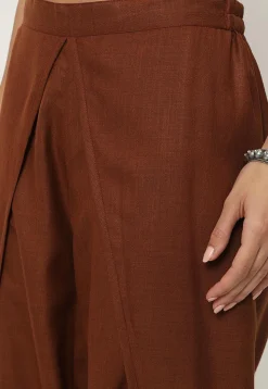 Solid Color Cotton Flex Dhoti Pant in Brown