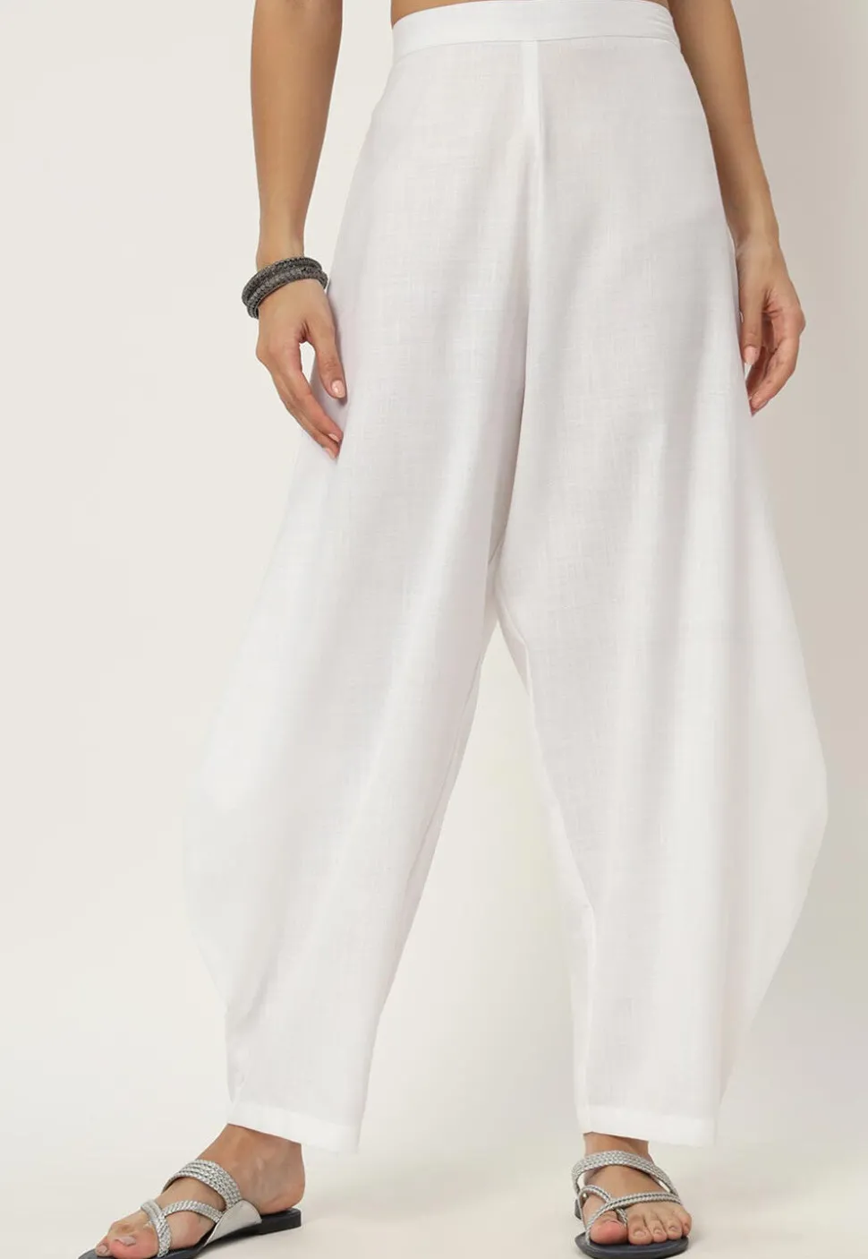 Solid Color Cotton Flex Pant in White
