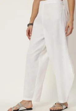 Solid Color Cotton Flex Pant in White