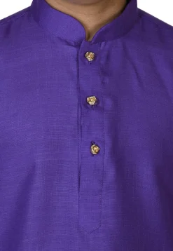 Solid Color Cotton Kurta Set in Violet