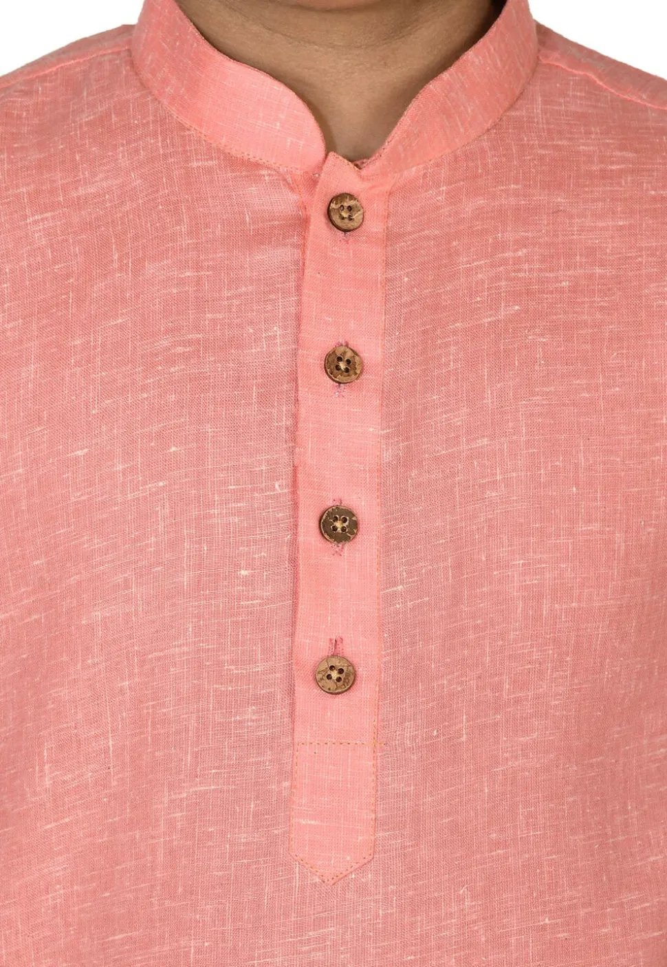 Solid Color Cotton Kurta in Peach